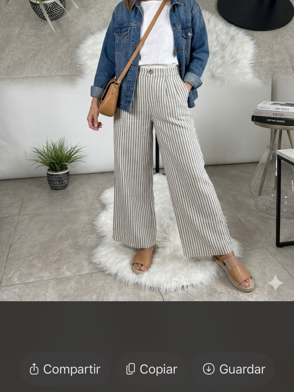 Ana new approach Size 12  Neutral Beige & White Striped Wide-Leg Pants